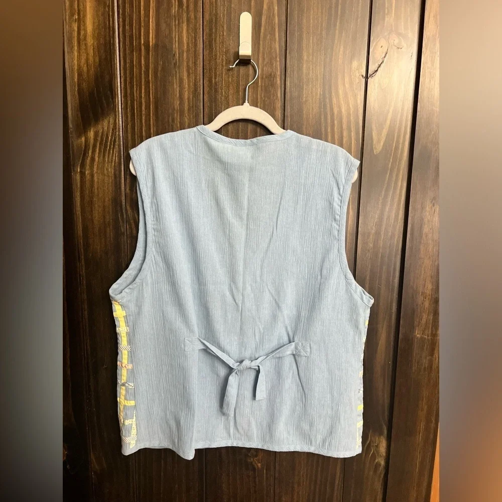 Vintage 1990s Women's Vest Cottage Core Napa Valley Lattice Patchwork-Size:L